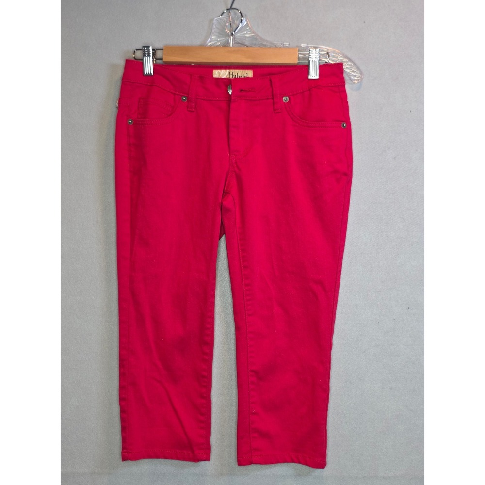 Hybrid & Company Womens Red Capri Pants Size 5 Stretch Crop YJ1993AM